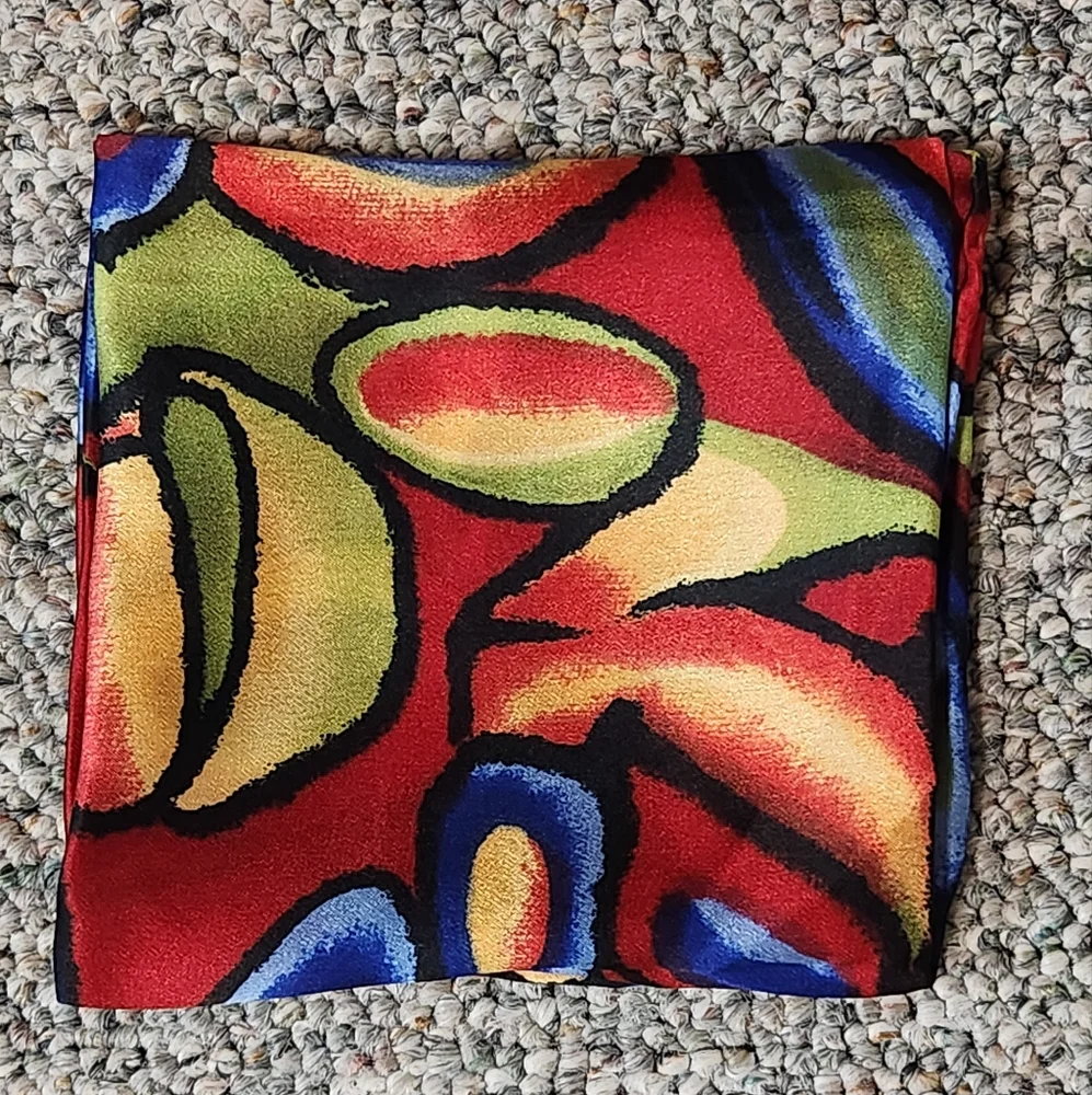 Anthropologie Abstract Graffiti Square Silk Neck Scarf